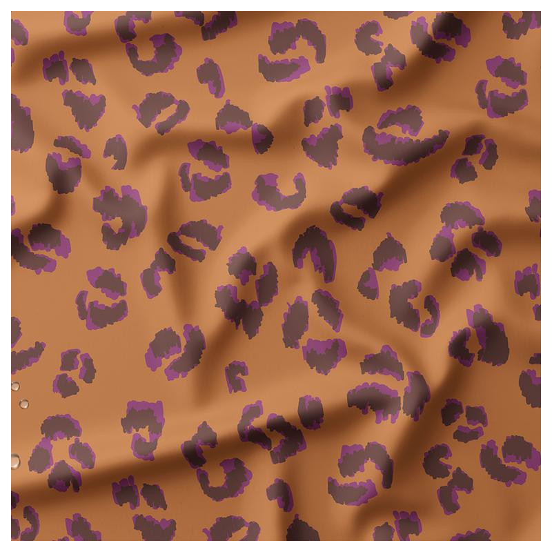 Printed Waterproof Fabric FAUVE Brown / Violet
